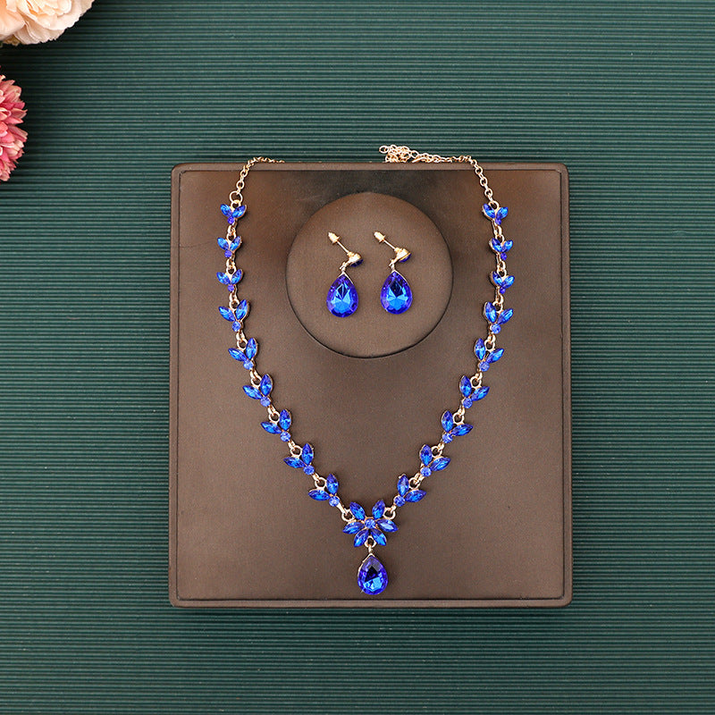 Korean Bride Necklace Earrings Two-piece Decorations Wedding Yarn Wedding Jewelry Wedding Accessories Dance Studio