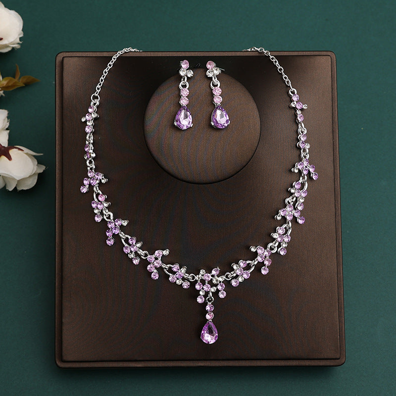 Korean Bride Necklace Earrings Two-piece Decorations Wedding Yarn Wedding Jewelry Wedding Accessories Dance Studio
