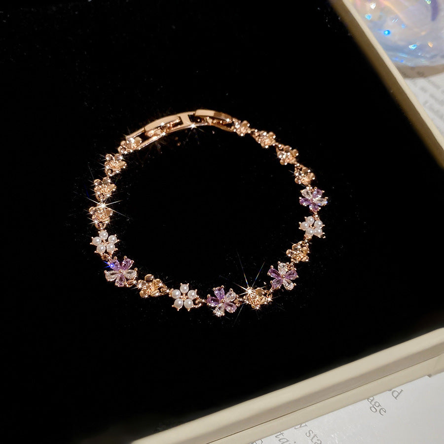 Korean Style Zircon Butterfly Flower Fashion Bracelet