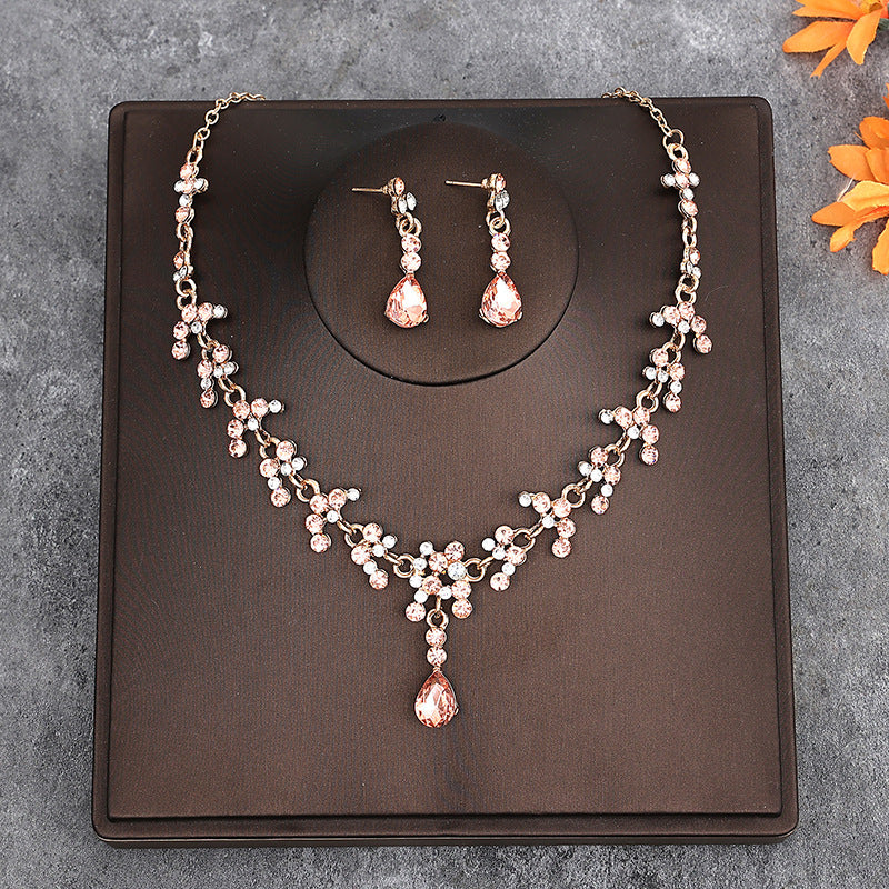 Korean Bride Necklace Earrings Two-piece Decorations Wedding Yarn Wedding Jewelry Wedding Accessories Dance Studio