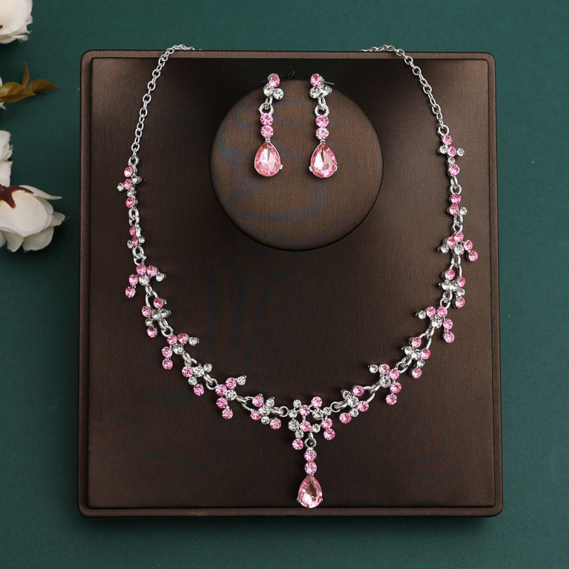 Korean Bride Necklace Earrings Two-piece Decorations Wedding Yarn Wedding Jewelry Wedding Accessories Dance Studio