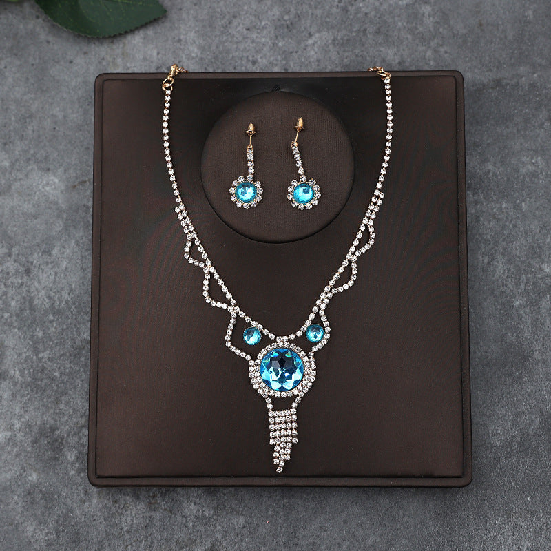 Korean Bride Necklace Earrings Two-piece Decorations Wedding Yarn Wedding Jewelry Wedding Accessories Dance Studio