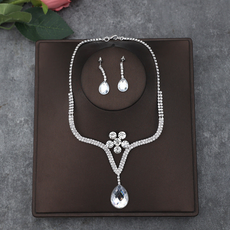 Korean Bride Necklace Earrings Two-piece Decorations Wedding Yarn Wedding Jewelry Wedding Accessories Dance Studio