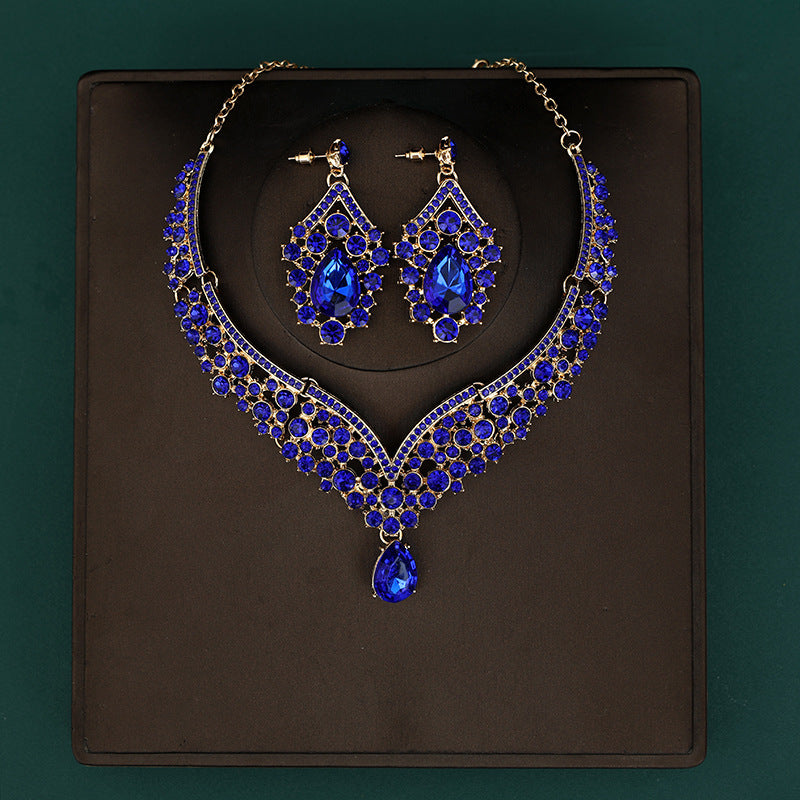 Korean Bride Necklace Earrings Two-piece Decorations Wedding Yarn Wedding Jewelry Wedding Accessories Dance Studio
