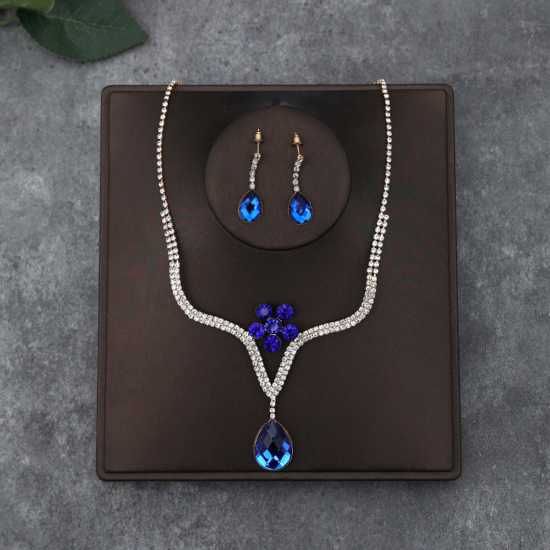 Korean Bride Necklace Earrings Two-piece Decorations Wedding Yarn Wedding Jewelry Wedding Accessories Dance Studio