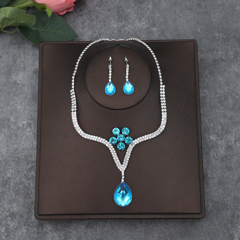 Korean Bride Necklace Earrings Two-piece Decorations Wedding Yarn Wedding Jewelry Wedding Accessories Dance Studio