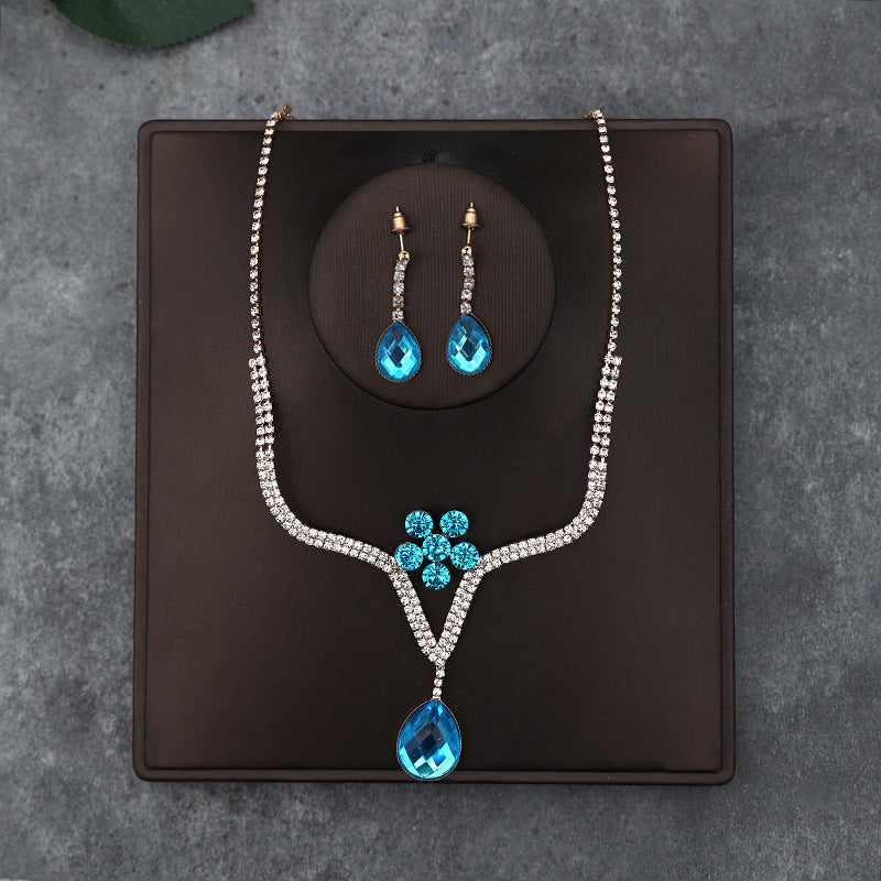 Korean Bride Necklace Earrings Two-piece Decorations Wedding Yarn Wedding Jewelry Wedding Accessories Dance Studio