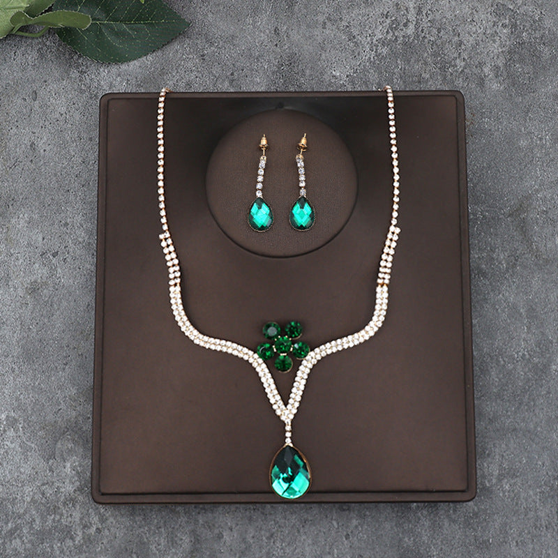 Korean Bride Necklace Earrings Two-piece Decorations Wedding Yarn Wedding Jewelry Wedding Accessories Dance Studio