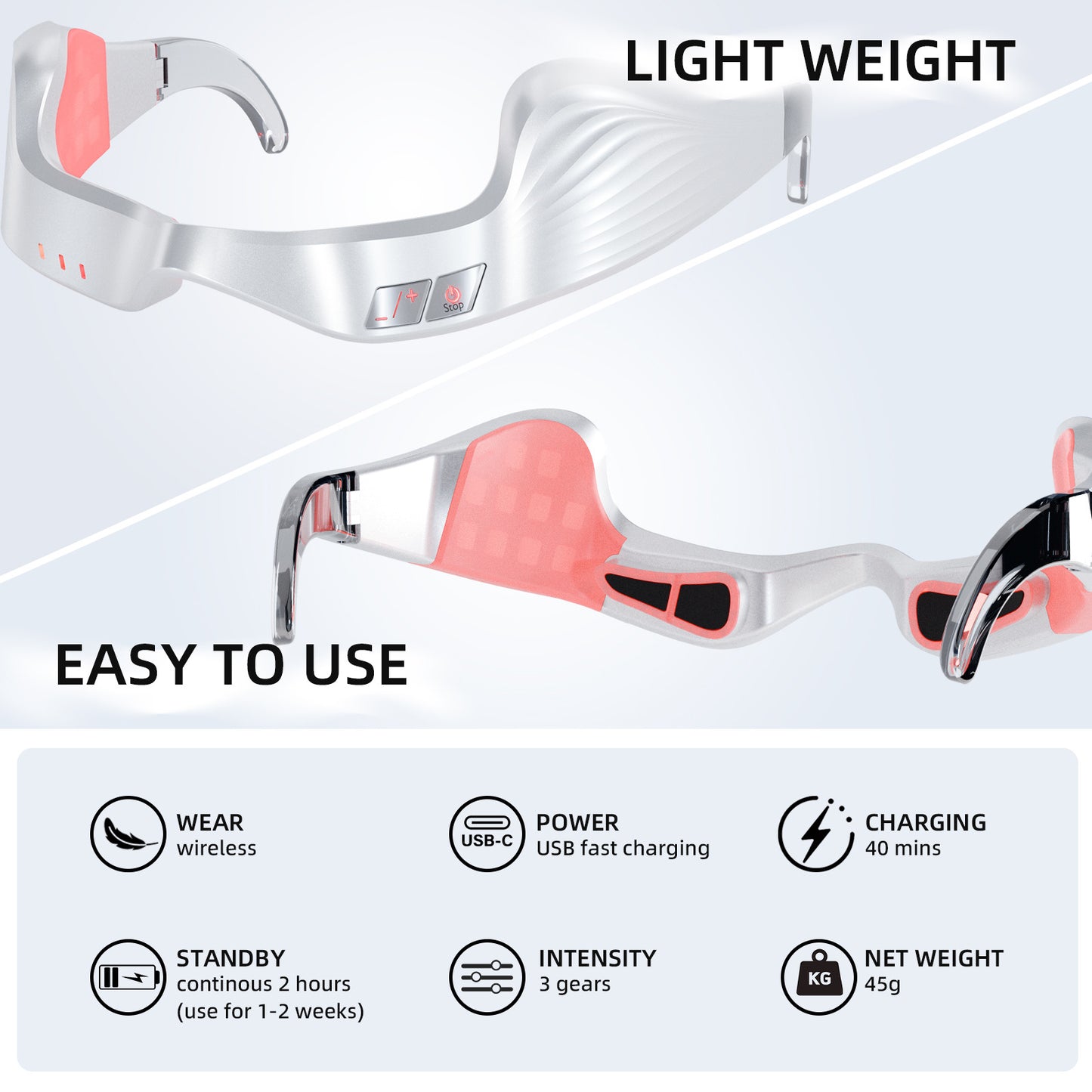 EMS Microcurrent Eye Massager with Red Light Therapy