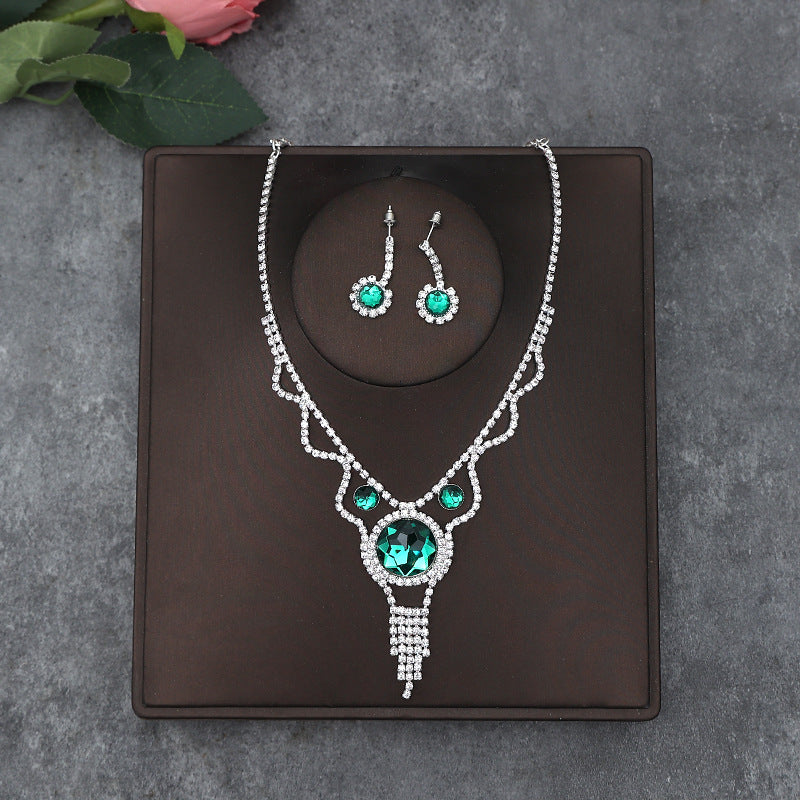 Korean Bride Necklace Earrings Two-piece Decorations Wedding Yarn Wedding Jewelry Wedding Accessories Dance Studio
