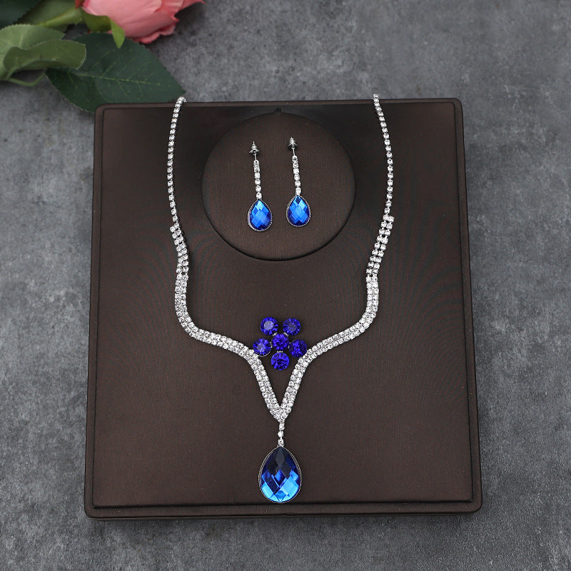 Korean Bride Necklace Earrings Two-piece Decorations Wedding Yarn Wedding Jewelry Wedding Accessories Dance Studio