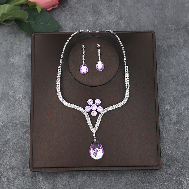 Korean Bride Necklace Earrings Two-piece Decorations Wedding Yarn Wedding Jewelry Wedding Accessories Dance Studio