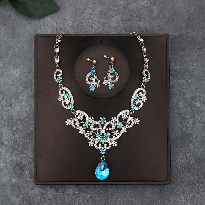 Korean Bride Necklace Earrings Two-piece Decorations Wedding Yarn Wedding Jewelry Wedding Accessories Dance Studio