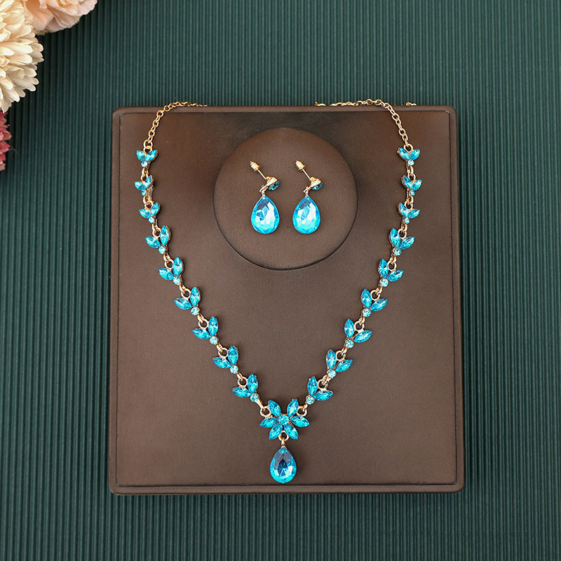 Korean Bride Necklace Earrings Two-piece Decorations Wedding Yarn Wedding Jewelry Wedding Accessories Dance Studio