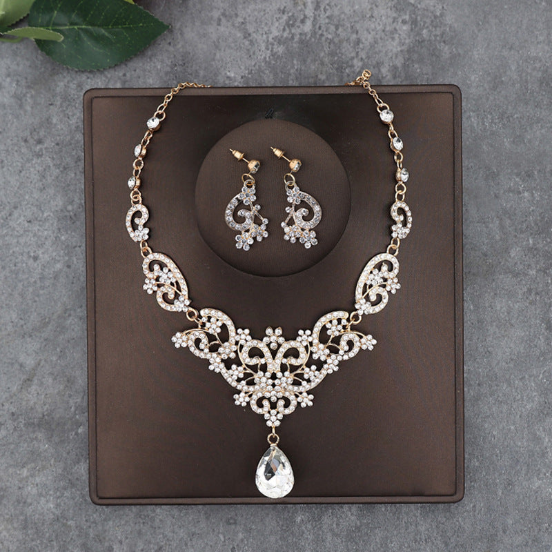 Korean Bride Necklace Earrings Two-piece Decorations Wedding Yarn Wedding Jewelry Wedding Accessories Dance Studio