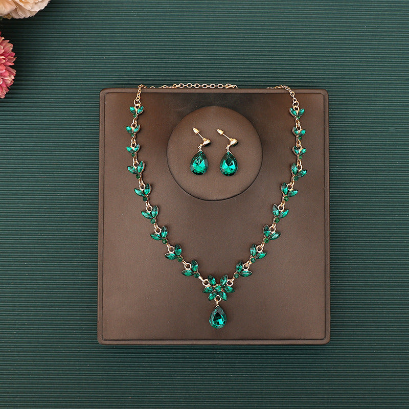Korean Bride Necklace Earrings Two-piece Decorations Wedding Yarn Wedding Jewelry Wedding Accessories Dance Studio