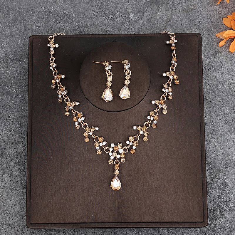 Korean Bride Necklace Earrings Two-piece Decorations Wedding Yarn Wedding Jewelry Wedding Accessories Dance Studio