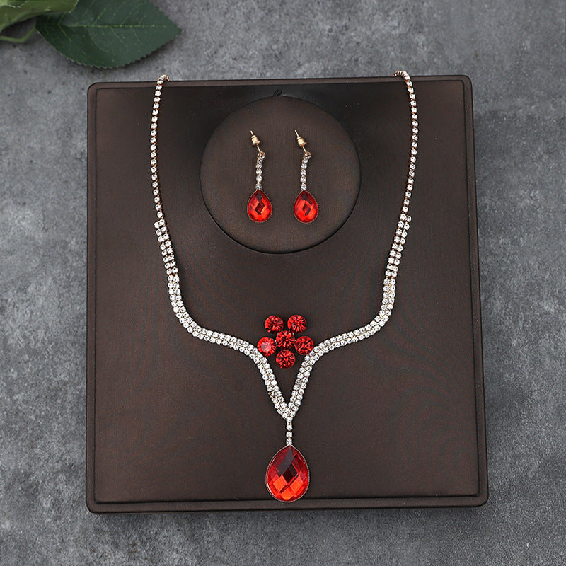 Korean Bride Necklace Earrings Two-piece Decorations Wedding Yarn Wedding Jewelry Wedding Accessories Dance Studio