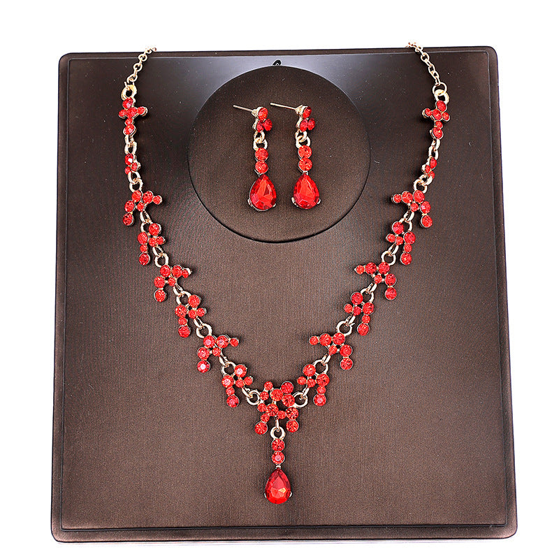 Korean Bride Necklace Earrings Two-piece Decorations Wedding Yarn Wedding Jewelry Wedding Accessories Dance Studio
